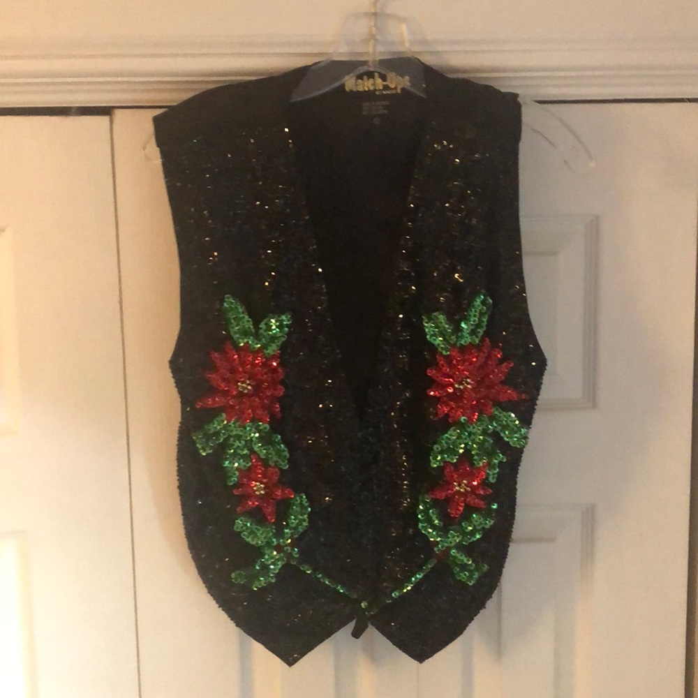 Sequined “ugly sweater” Christmas vest